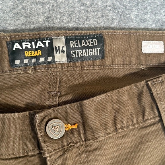Ariat Rebar M4 Relaxed Straight Leg Work Pants Brown Carpenter Utility Tan 40X30 - Picture 6 of 12